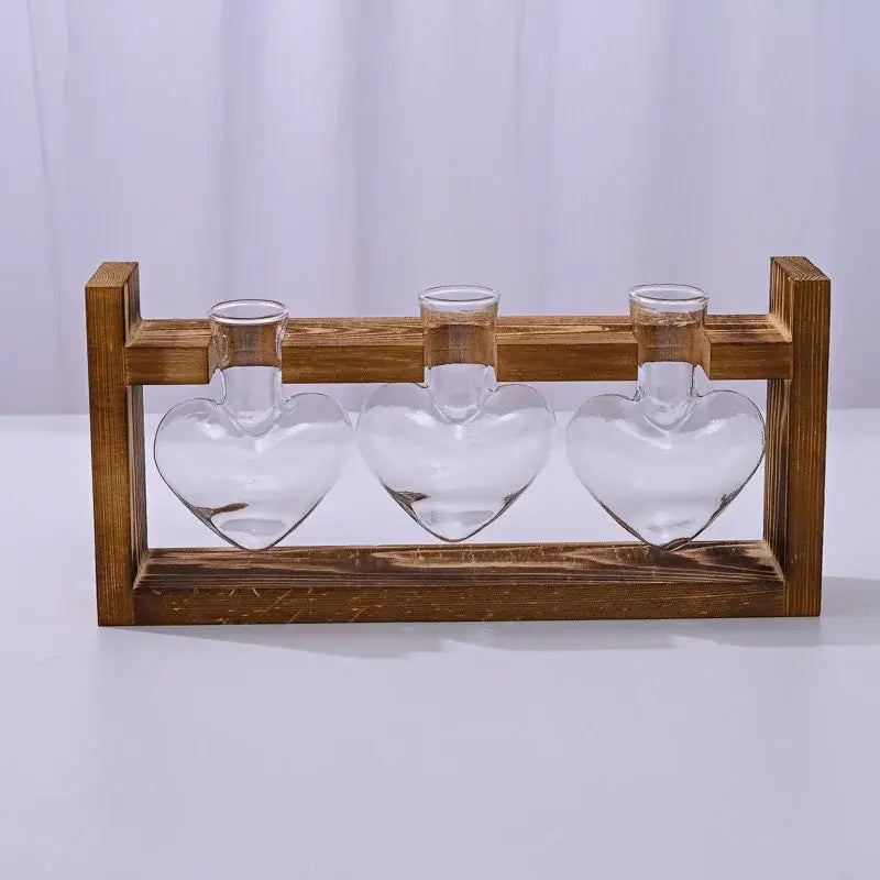 Wooden heart shape vase for unique home decor and gift giving - l