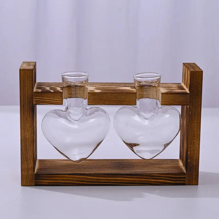 Wooden heart shape vase for unique home decor and gift giving - m