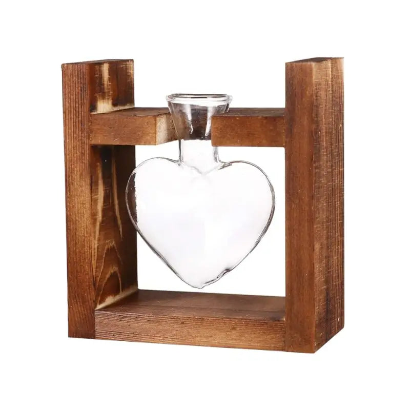 Wooden heart shape vase - s