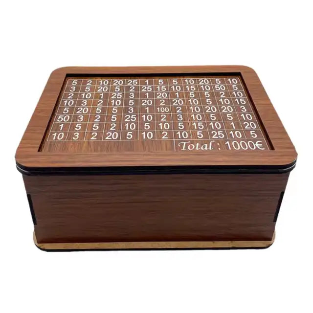 Wooden money saving box for stylish home decor and savings - dark brown $1000