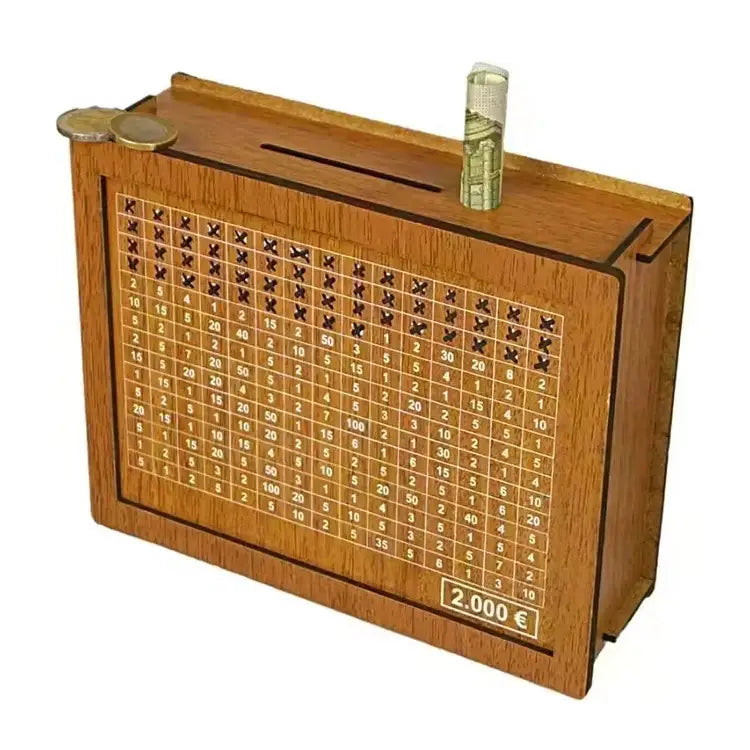 Wooden money saving box for stylish home decor and savings - light brown $2000