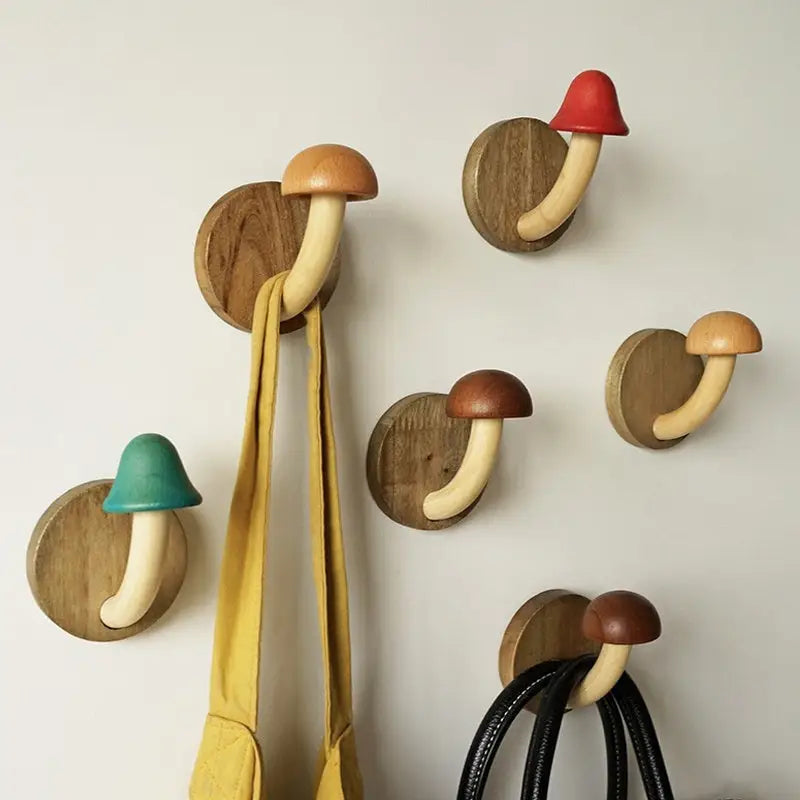 Cottagecore wooden mushroom hook for a charming decor accent