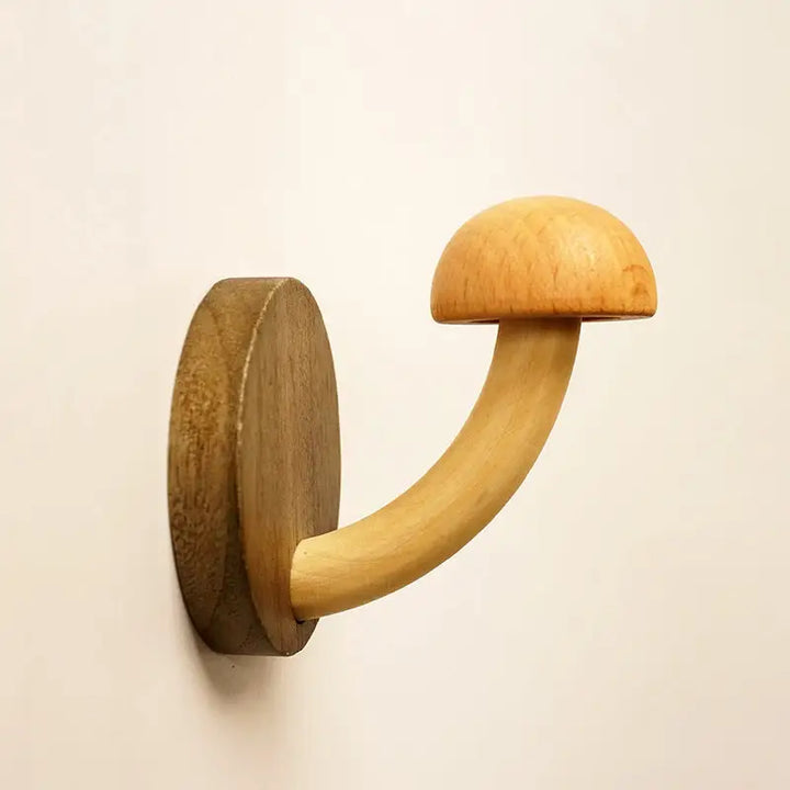 Cottagecore wooden mushroom hook for a charming decor accent