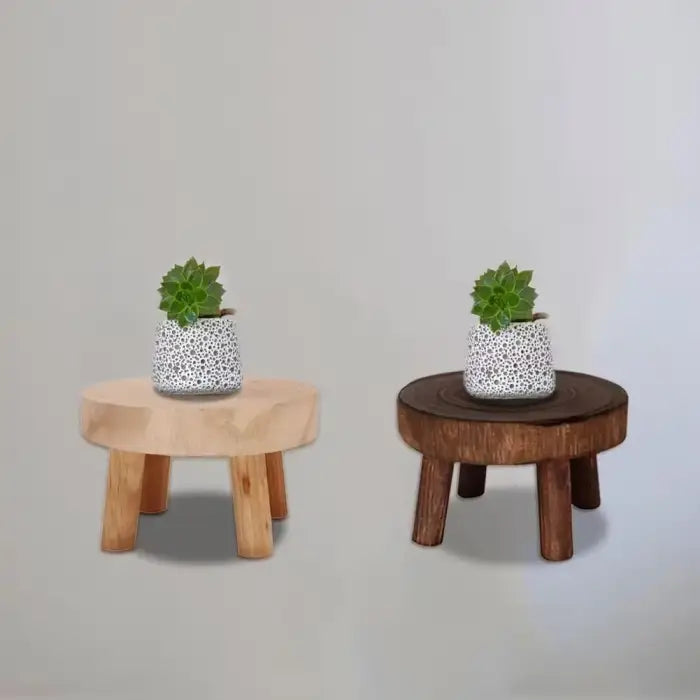 Wooden plant base holder for natural decor enhancement