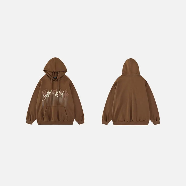 Wooden retro print hoodie y2k - hoodies