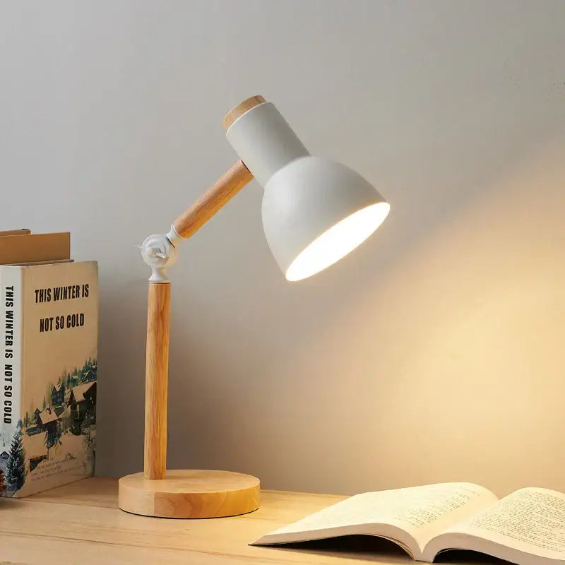 Wooden table lamp - white / eu plug