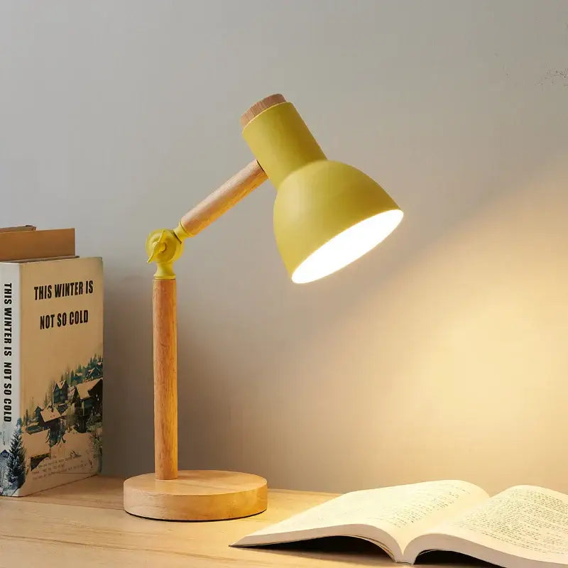 Wooden table lamp - yellow / eu plug