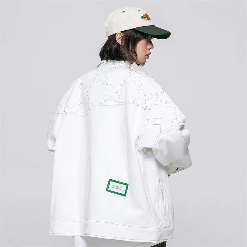 X mark white varsity jacket y2k