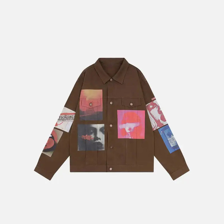 Y2k aesthetic pictures jacket - brown / m