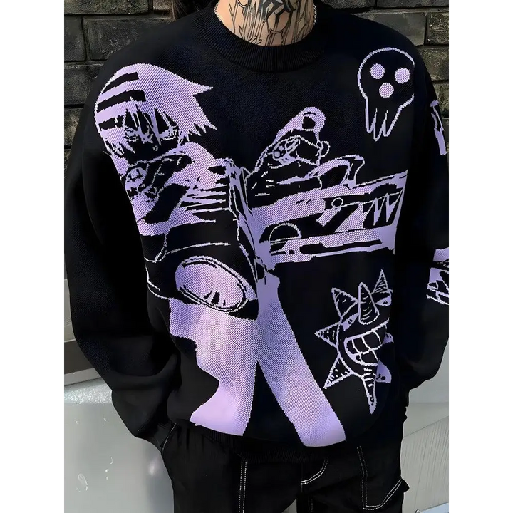 Y2k anime knitted sweater