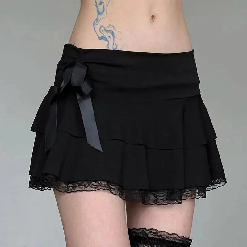 Y2k gothic a-line mini dress with bow for women in autumn/winter