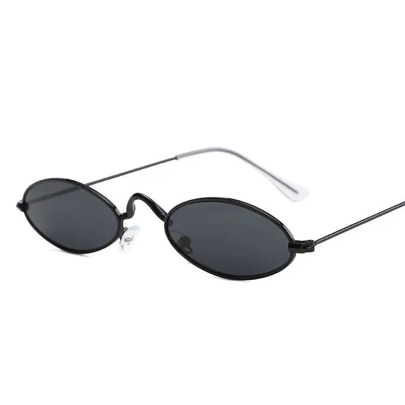 Y2k cyber metal frame sunglasses for a futuristic reverie - black / black - men