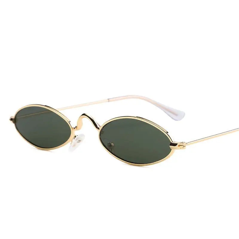 Y2k cyber metal frame sunglasses for a futuristic reverie - gold green / black - men