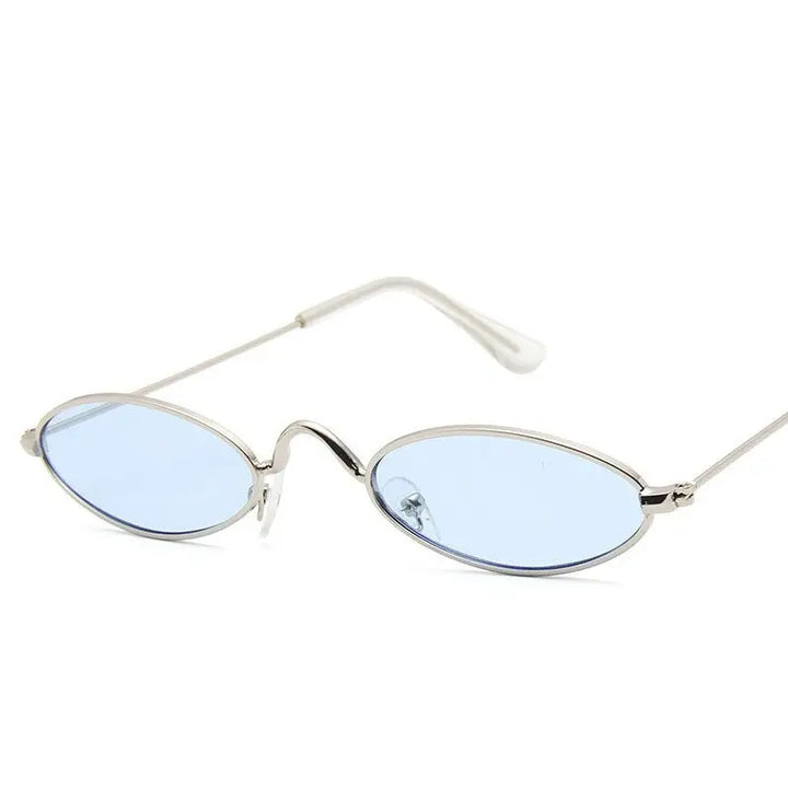 Y2k cyber metal frame sunglasses for a futuristic reverie - silver blue / black - men