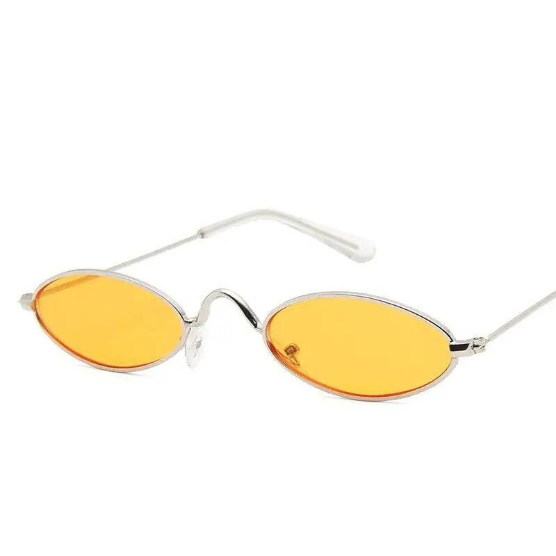 Y2k cyber metal frame sunglasses for a futuristic reverie - silver orange / black - men