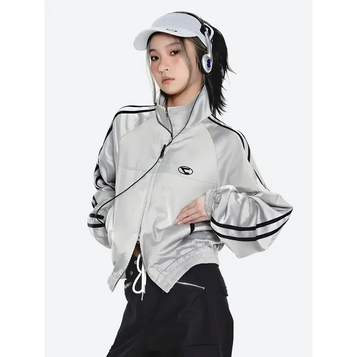 Y2k cyberpunk reflective double zip-up jacket