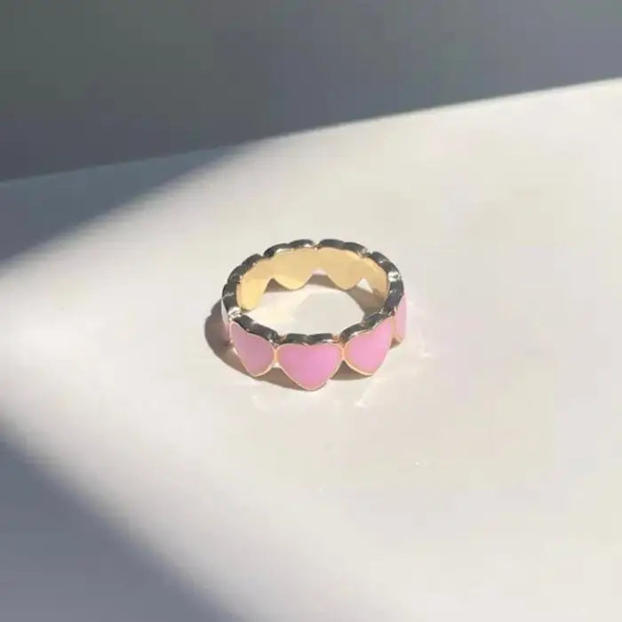 Adorable two-tone heart ring for y2k style boost - ring