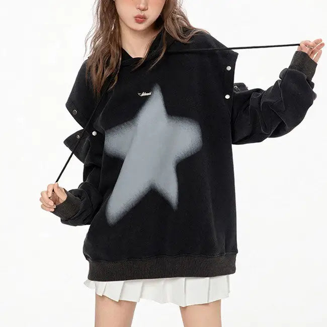 Y2k hoodie with graffiti star print