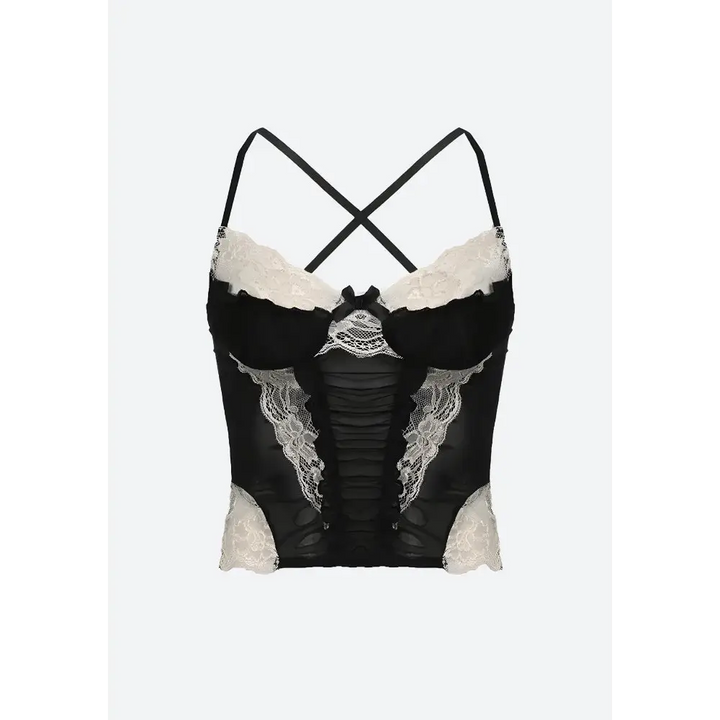 Y2k lace sheer top with elegant bow detail in diaphanous mesh