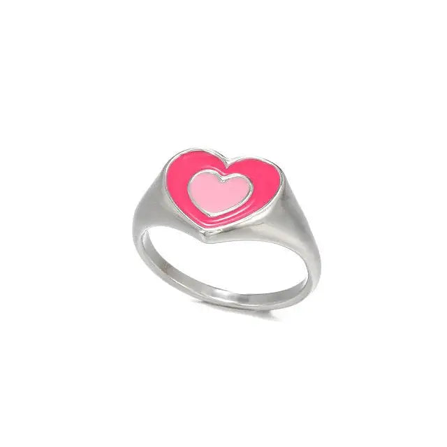 Two-tone heart ring perfect for y2k style and layering - ring