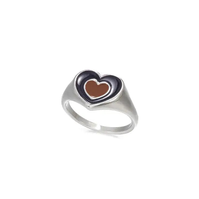 Two-tone heart ring perfect for y2k style and layering - ring