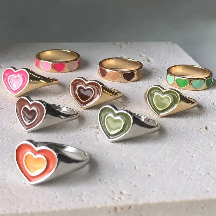 Two-tone heart ring perfect for y2k style and layering - ring