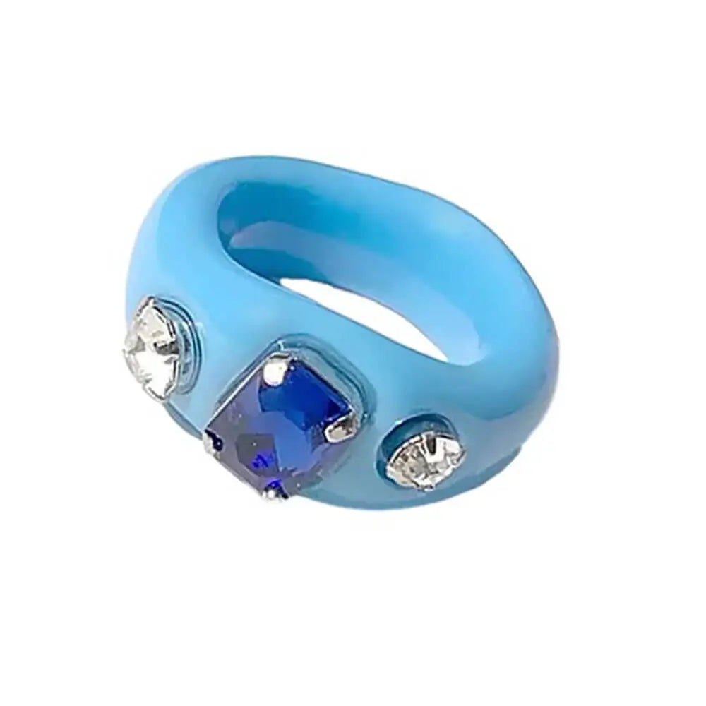 Y2k rhinestone acrylic ring - blue - ring