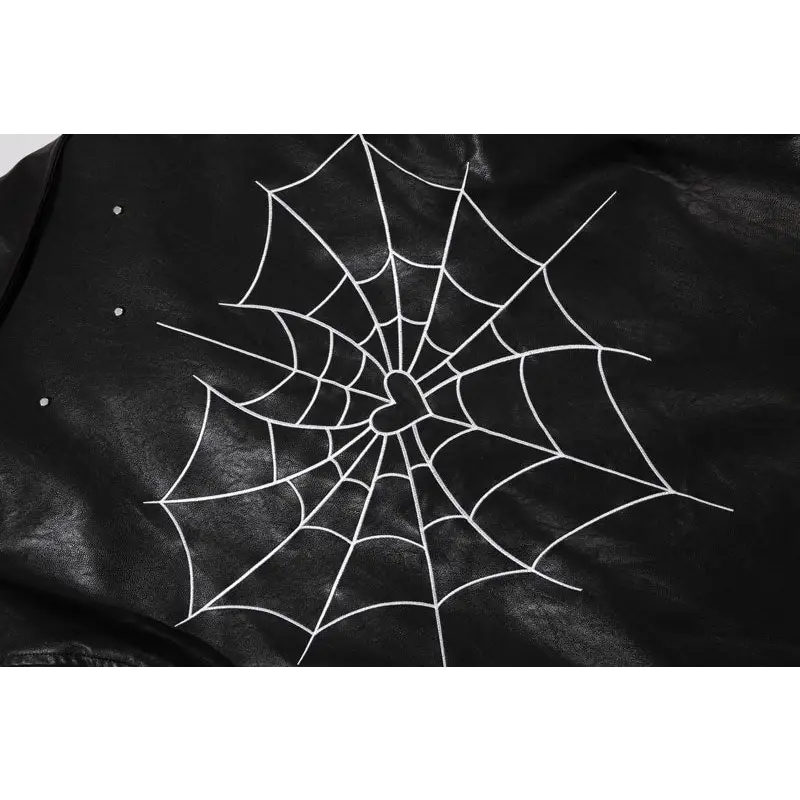 Y2k spider web motorcycle jacket