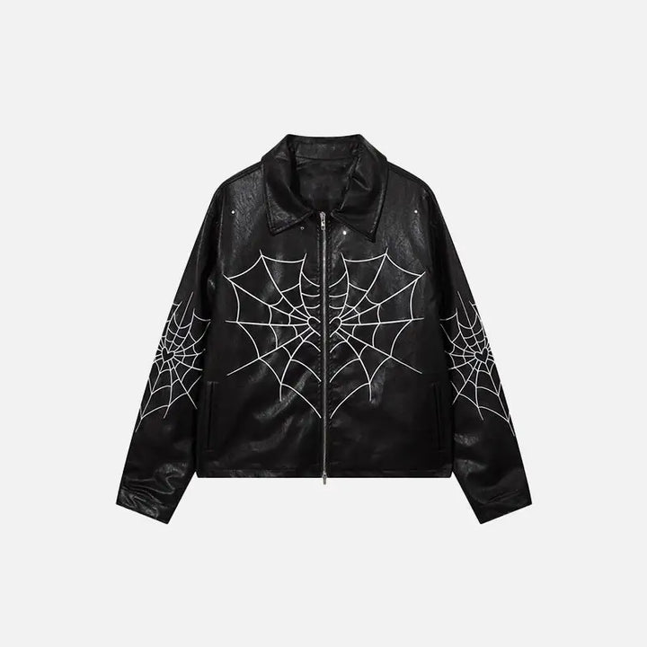 Y2k spider web motorcycle jacket - black / m