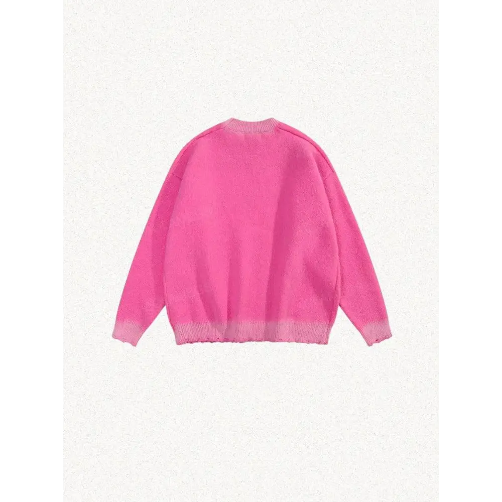 Y2k pink sweater with distressed details and star prints