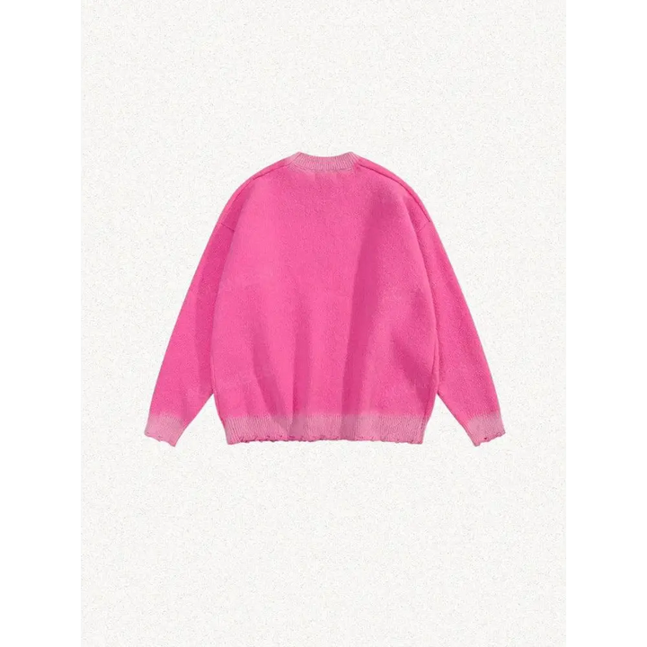 Y2k pink sweater with distressed details and star prints