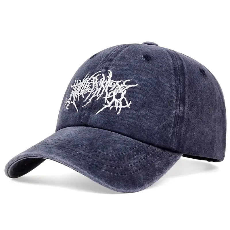 Y2k streetwear cap: retro-futuristic style - dark blue