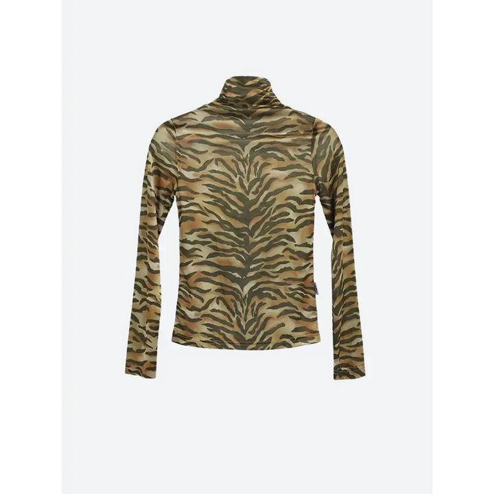 Y2k tiger mesh top in bold print - brown / one size