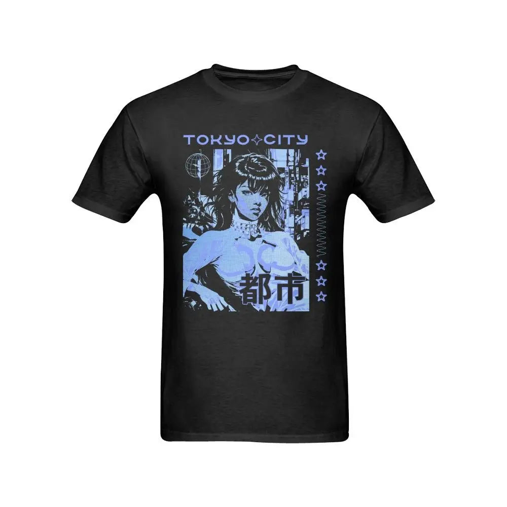 Y2k tokyo city graphic t-shirt - s - sunny men’s t-shirt (one side) (t02)