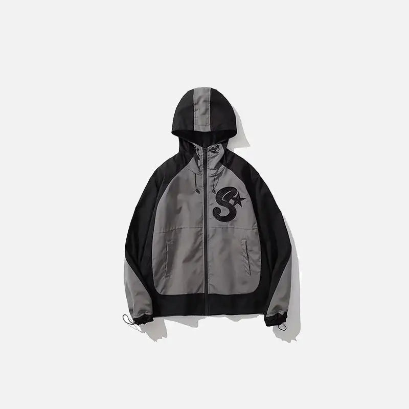 Y2k windbreaker jacket with vintage embroidery for style and comfort - black / m - jackets