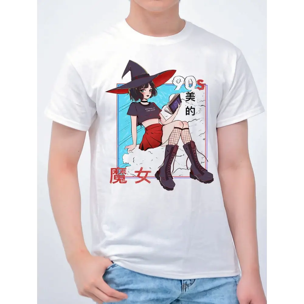 Yacilart 90s aesthetic witch t-shirt - s / white - unisex tshirts