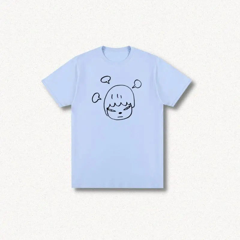 Pastel yoshitomo nara cotton tee for a y2k-inspired look - blue / s