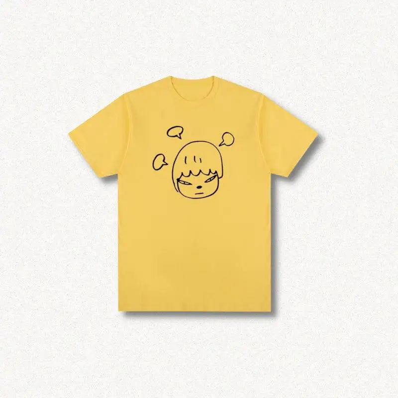 Pastel yoshitomo nara cotton tee for a y2k-inspired look - yellow / s