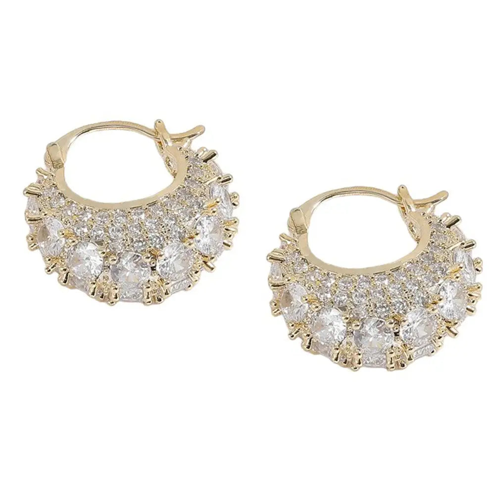 Young & single rhinestone hoops - standart / gold - earrings