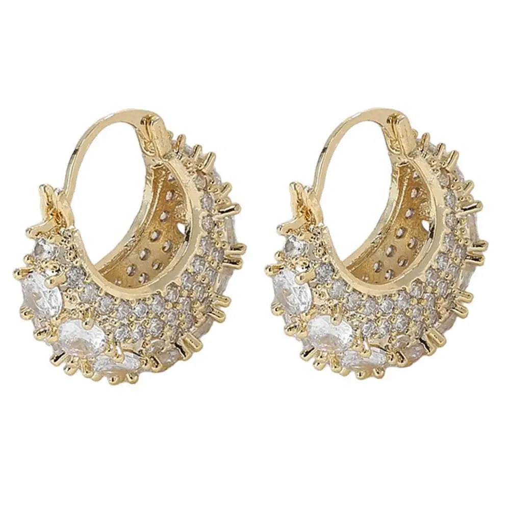 Young & single rhinestone hoops - standart / gold - earrings