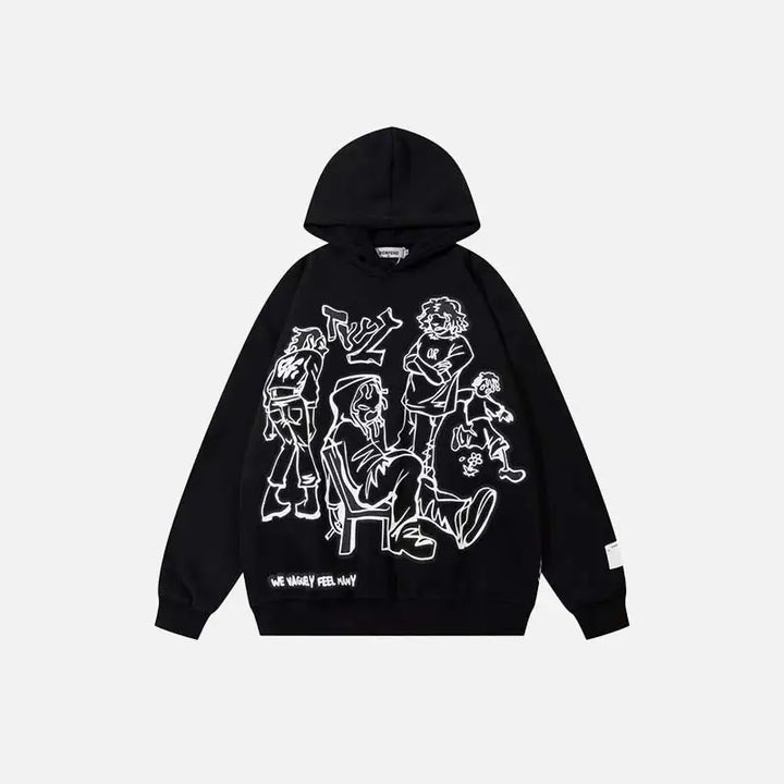 Youth life hoodies y2k - black / s