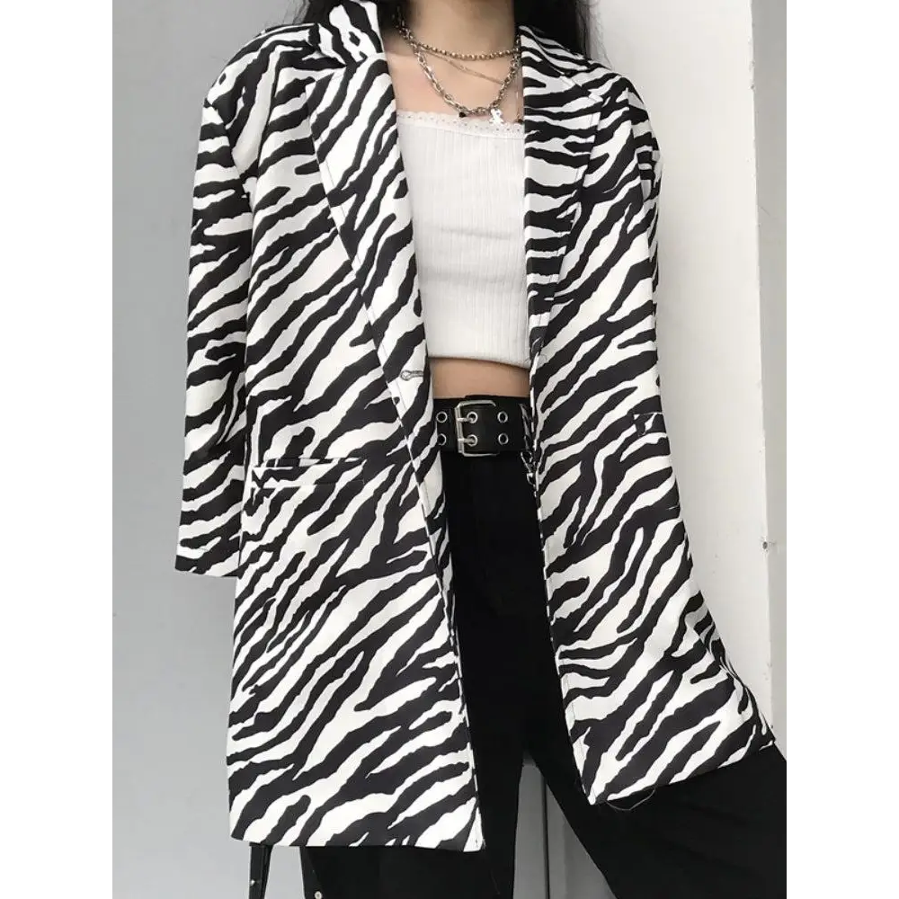 Zebra print long blazer