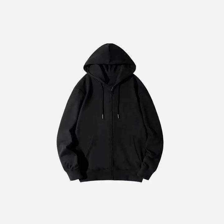 Zip up cardigan solid black hoodie y2k - s - hoodies