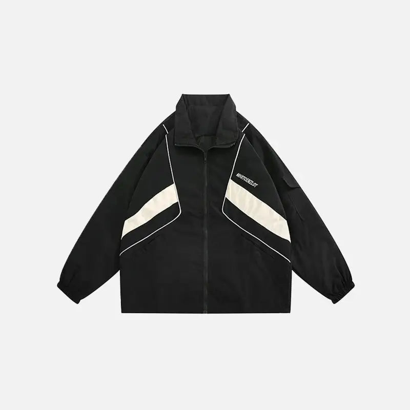 Zip-up turn down collar jacket y2k - black / m - windbreaker jackets