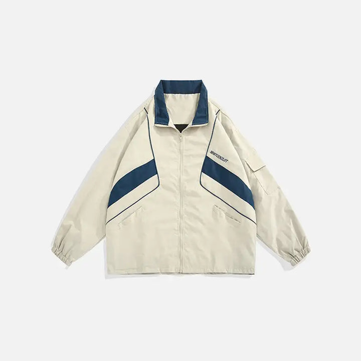 Zip-up turn down collar jacket y2k - khaki / m - windbreaker jackets