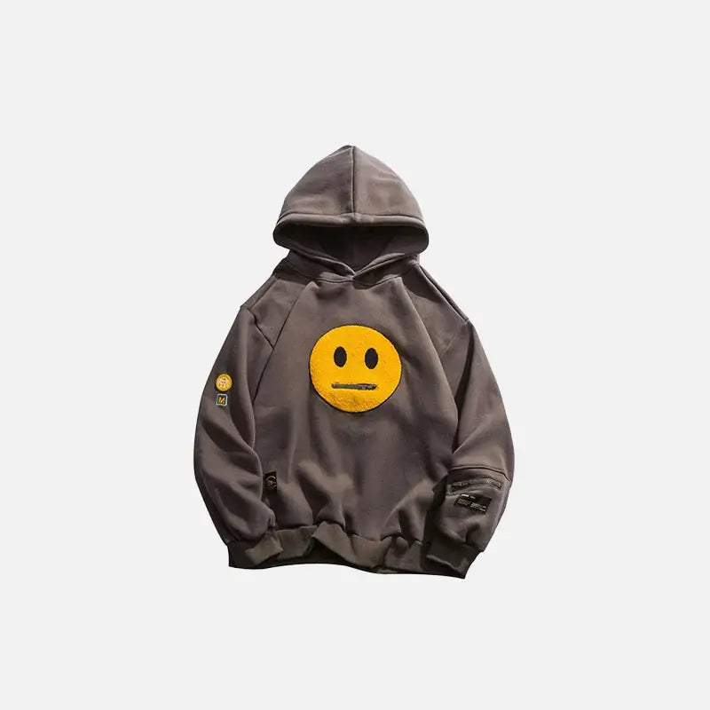 Zipper-mouth emoji hoodie y2k - grey / m - hoodies