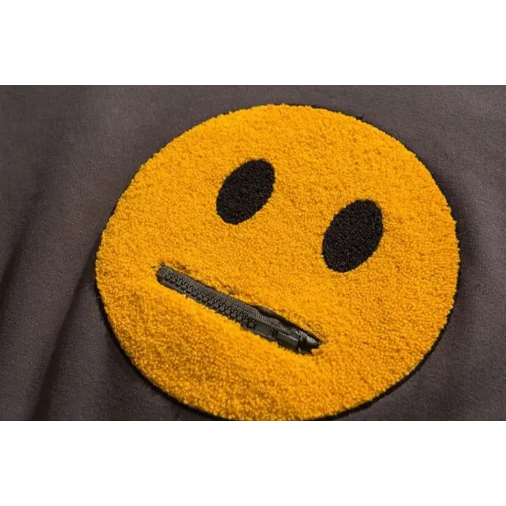 Zipper-mouth emoji hoodie y2k - hoodies