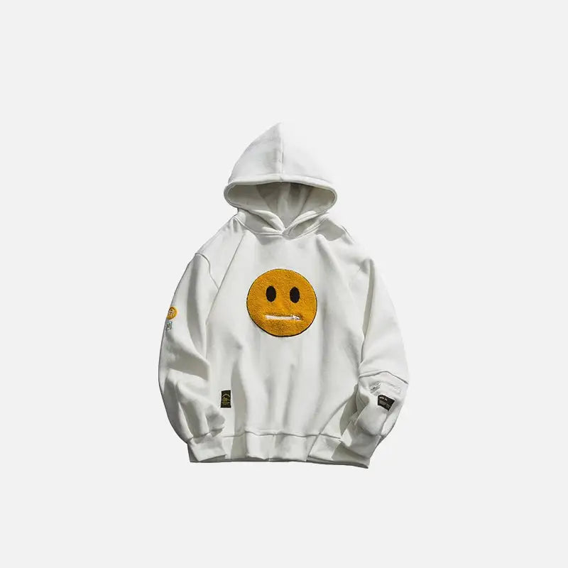 Zipper-mouth emoji hoodie y2k - white / m - hoodies