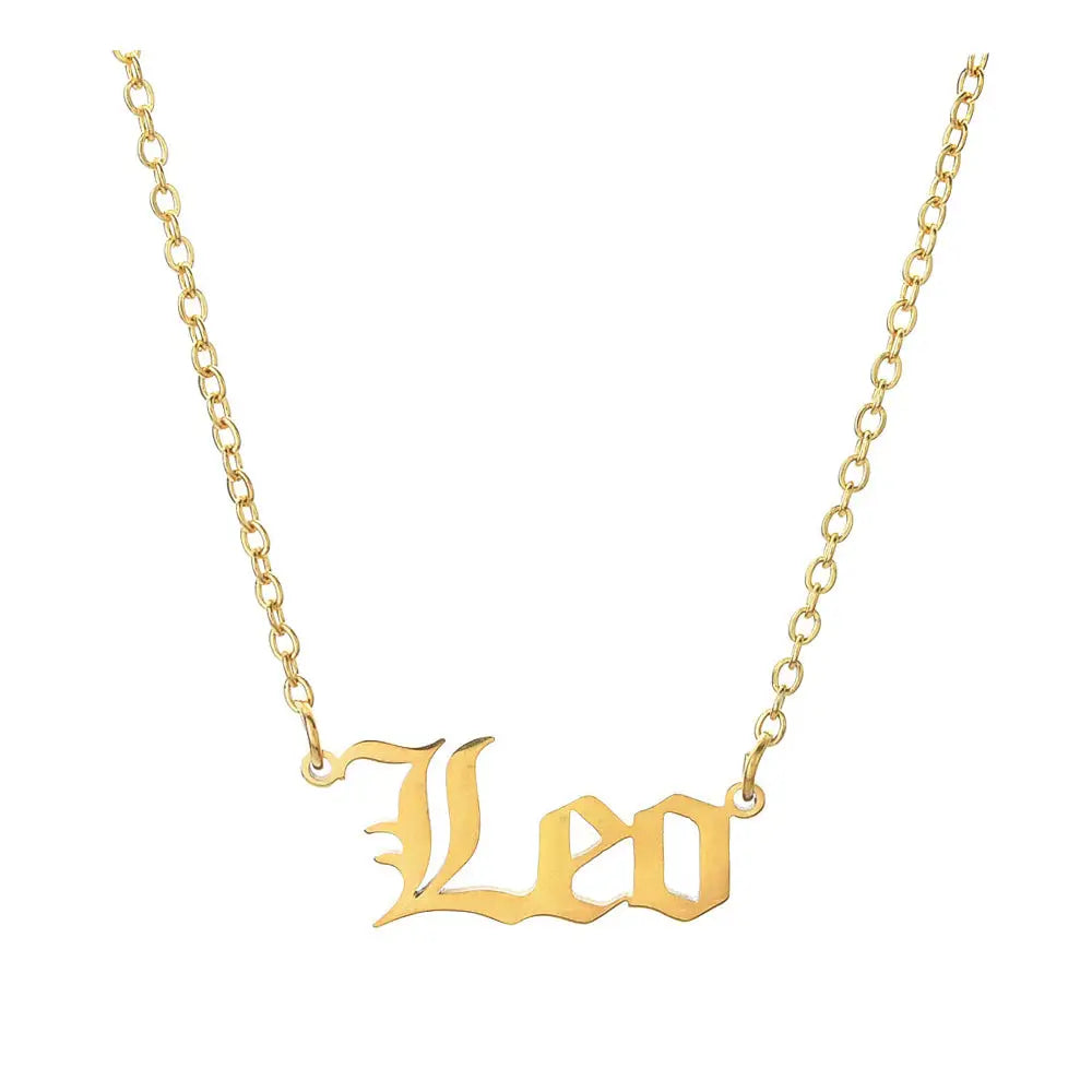 Zodiac nameplate necklace